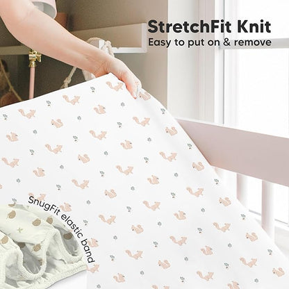 KeaBabies 2-Pack Baby Crib Sheets for Boys, Girls - 52x28 Viscose Derived from Bamboo Toddler Bed Sheets Neutral, Fitted Crib Mattress Cover for Standard Baby Bedding, Soft & Cozy(Nibbles/Bruce)
