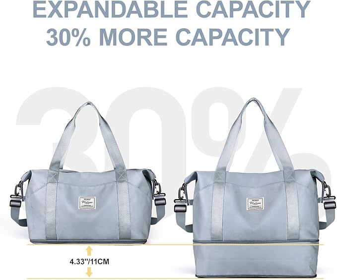 Travel Duffel Bag, Sports Tote Gym Bag, Shoulder Weekender Overnight Bag for Women