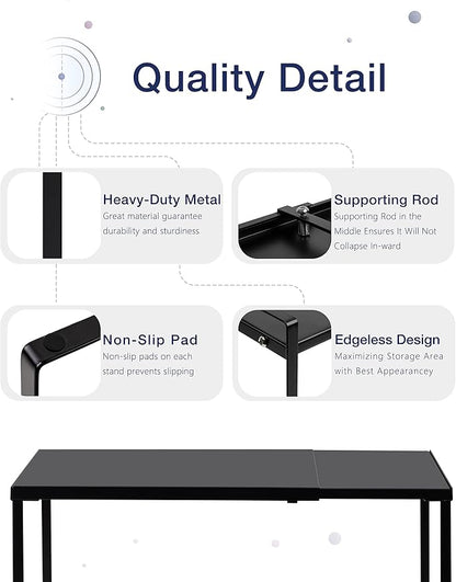Nxconsu Cabinet Shelf Expandable Organizer Riser Rack for Kitchen Pantry Cupboard Under Sink Countertop Home Organization Extra Storage Space Saver Heavy Duty Metal Edgeless Design Black Extra Large
