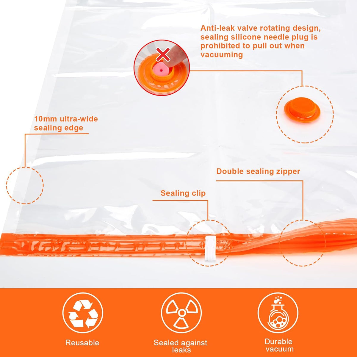 AGPTEK 12 Pack Vacuum Storage Bags(3 Jumbo/Large/Medium/Small) Compression Storage Bags for Blankets Clothes, Space Saver Vacuum Seal Bags for Clothing Bedding Travelling Luggage(Electric Pump)