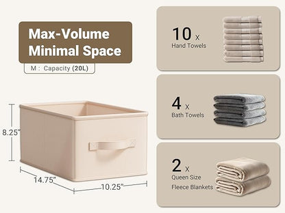 Storage Bins, Fabric Satin Storage Baskets for Shelves, 14.75"L*10.25"W*8.25"H Collapsible Storage Bins with Handles for clothes, Closet Baskets and Bins with Handles, Blush Pink, 3-Pack