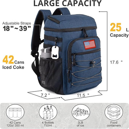 Tactical Backpack Cooler, 25L Cooler Backpack Insulated Leak-Proof, Heavy Duty Large Lunch Backpack, Waterproof Ice Chest Backpack for Men Women Adults Work Daytrip Camping Beach Hiking Accessories
