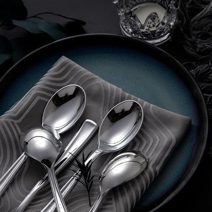 Liacere 200PCS Silver Plastic Spoons - Heavy Duty Disposable Spoons - dessert Spoons for Wedding & Party & New Year & Valentine's Day