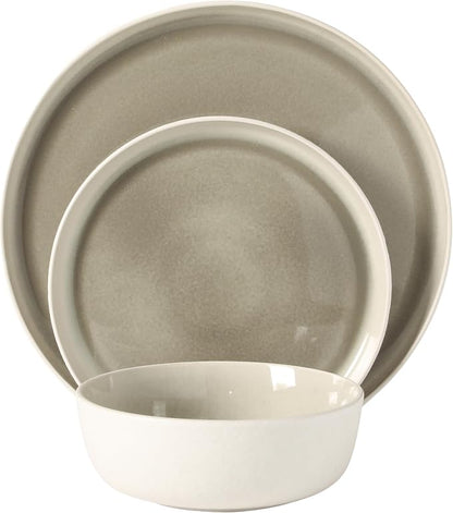 Gibson Elite Tahoe Sunset 12-Piece Reactive Stoneware Dinnerware Set – Matte