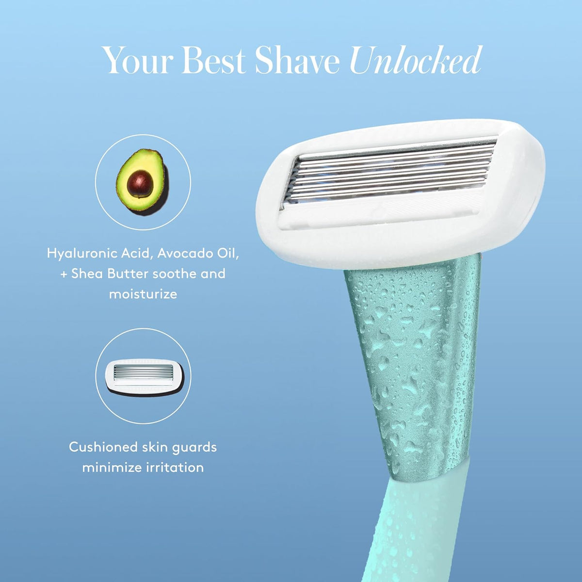 Women's Razor Shave Kit, 1 Mint Razor Handle + 6 Blade Refills
