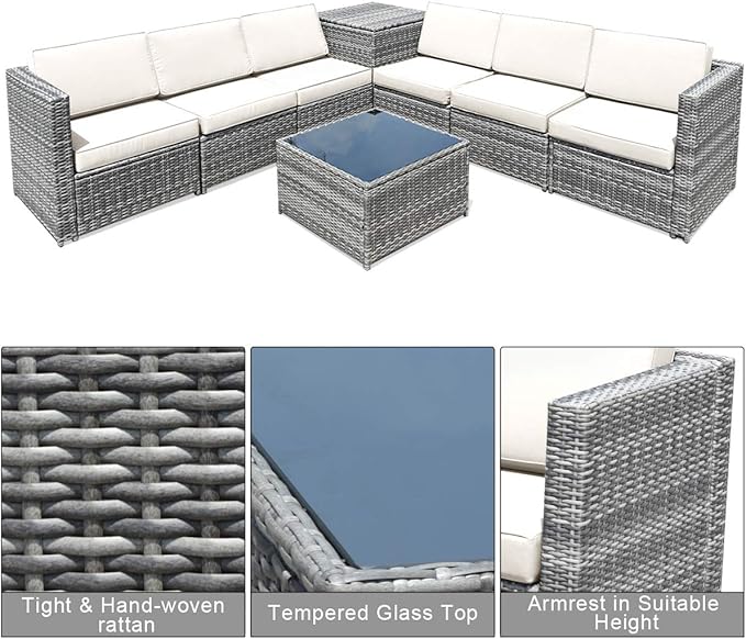 Tangkula 8 Pieces Wicker Patio Furniture Set