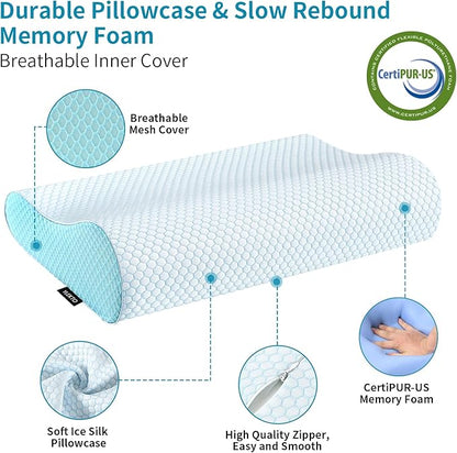 Memory Foam Pillows Neck Pillow Bed Pillow for Sleeping Ergonomic Cervical Pillow Orthopedic Contour Pillow for Side Back Stomach Sleeper