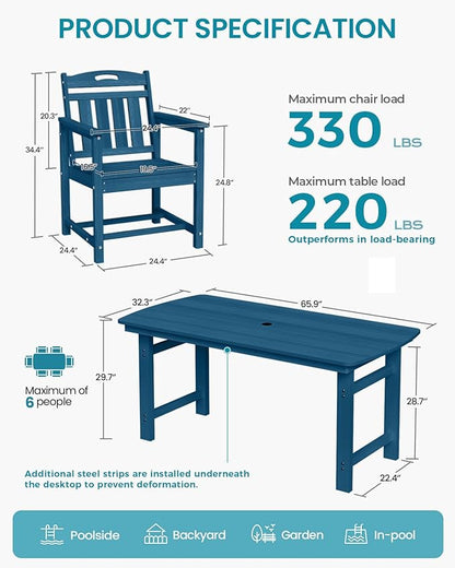 Ciokea HDPE Outdoor Patio Dining Chairs Set of 2, All-Weather Porch Chair