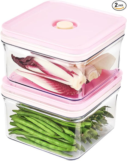 VAKUEN Premium Airtight Food Storage Containers ROSE Square 1.48qt 2P/SET, Patented Double Silicone Lining, 100% Leak Proof, BPA-FREE