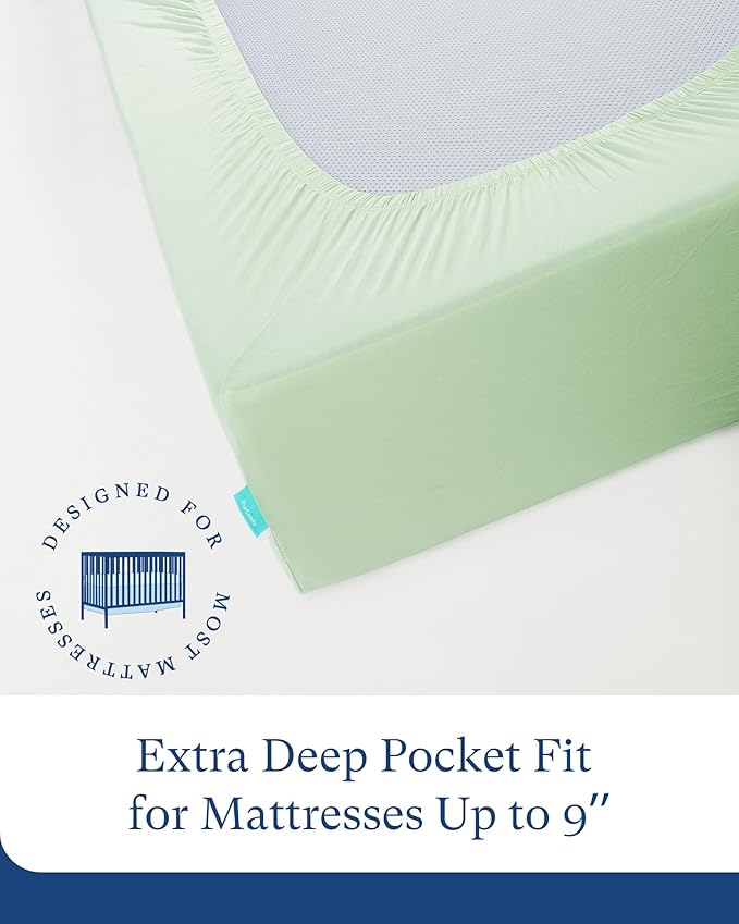 PurComfy Supersoft Crib Sheets for Boys Girls, Premium Bamboo Viscose Buttery Soft Crib Mattress Fitted Sheet, Stretchy Knit Baby Sheet, Silky Comfort Baby Bed Sheets 28x52x9 Extra Deep Pocket