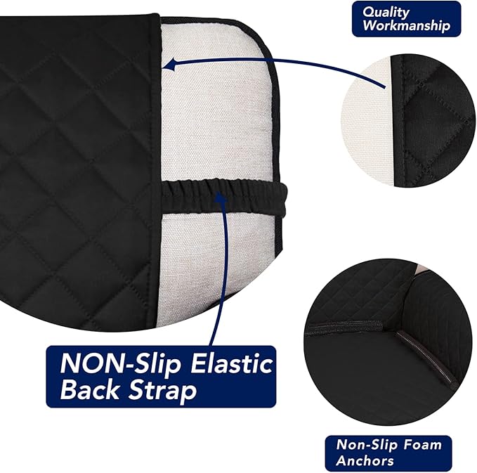 PureFit Reversible Quilted Sofa Cover, Water Resistant Slipcover Furniture Protector, Washable Couch Cover with Non Slip and Elastic Straps for Kids, Dogs, Pets (XX Large, Black/Beige)