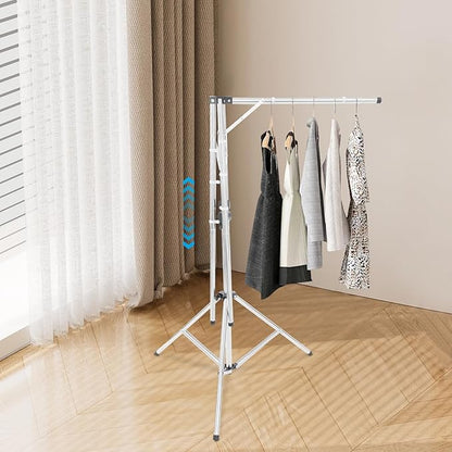 Foldable Clothes Drying Rack, X-Shaped Adjustable Laundry Rack with Hooks, Stainless Steel Drying Rack for Indoor Outdoor Use, Height 37.4-70.87 Inches