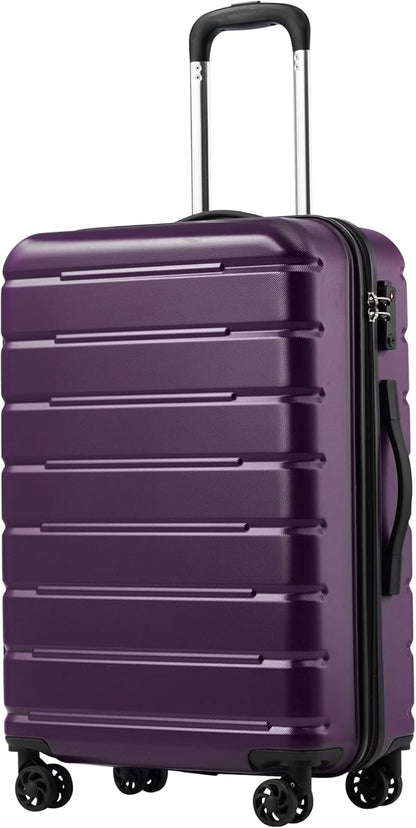 Coolife Luggage Suitcase Carry-on Spinner TSA Lock USB Port Expandable (only 28’’) Lightweight Hardside Luggage (Purple, L(28in))
