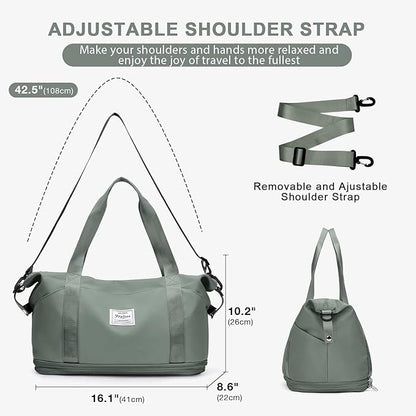 Travel Duffel Bag, Sports Tote Gym Bag, Shoulder Weekender Overnight Bag for Women