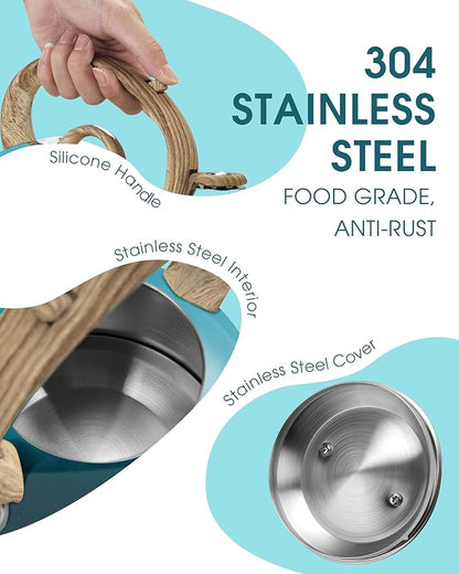 Tea Kettle, Whistling Stovetop Teapot Food Grade Stainless Steel Tea Kettles for Stove Top with Anti-hot Ergonomic Handle,Kettle Spout for Tea, Coffee or Milk, 2.1 Quart Tea Pots