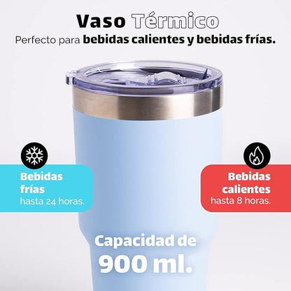 NORDAY | Tumbler with Lid - 30oz - Sky Insulated Tumbler - Stainless Steel Tumblers - Double Wall Vacuum Insulated Travel Coffee Mug for Car Cup Holder - Keeps Temperature for 24hr - Anti Spill Lid