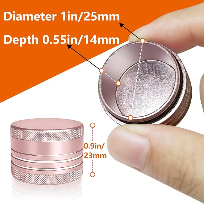 2 Sets Small Pill Box, Portable Daily Box, Aluminium Alloy Round Container for Pills, Pocket Case (Pink+Gold)