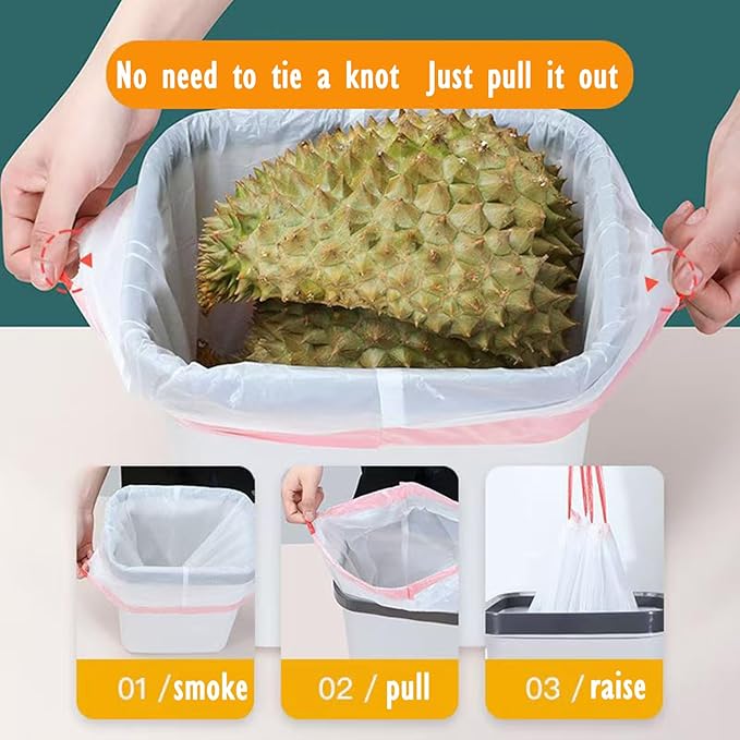 Ultra Thick Heavy Duty Plastic 16-18 Gallon Drawstring Trash Bags White Leak Proof Large Garbage Bags for Tall Kitchen Home Office Outdoor (18 Gallon Drawstring Trash Bags)