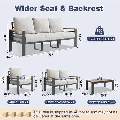 Aoxun Aluminum Patio Furniture Set