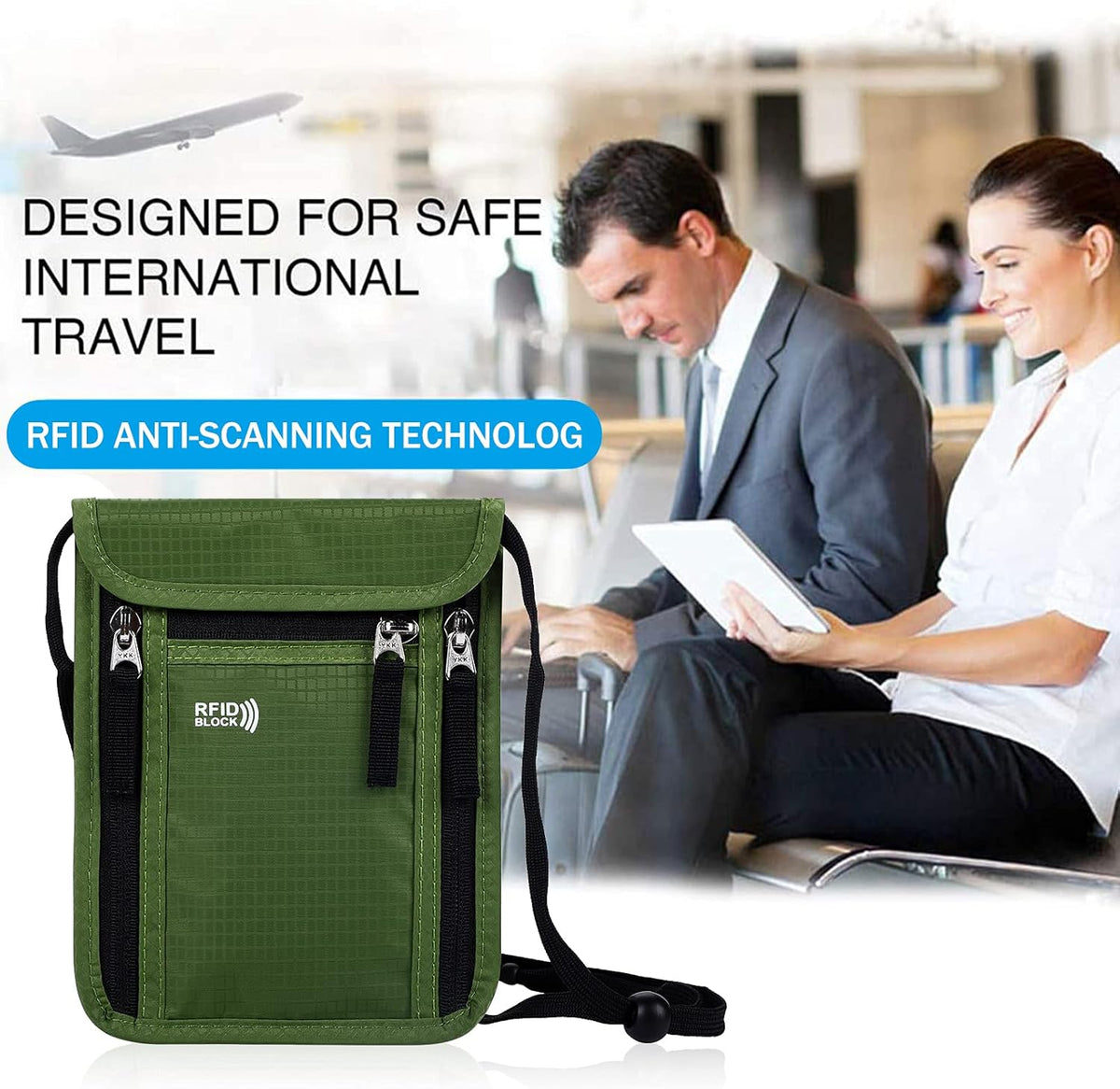 Travel Pouch Neck Wallet Family Passport Holder Organizer Case with RFID Blocking