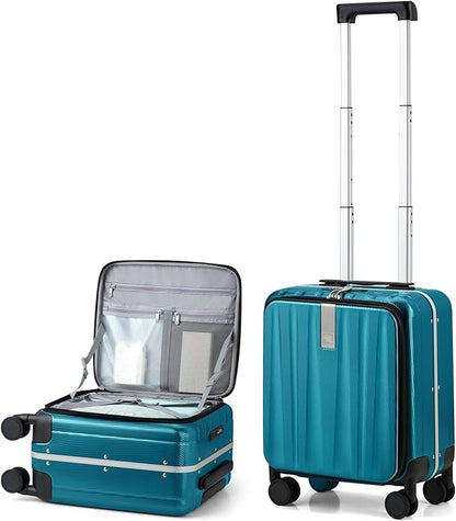 Hanke 16 Inch Underseat Carry On Luggage with Wheels,Small Hard Shell Suitcases for Weekender,Top Opening Tsa Approved Lightweight Travel Luggage Suitcase Christmas Gifts for Birthday，Caribbean Blue.
