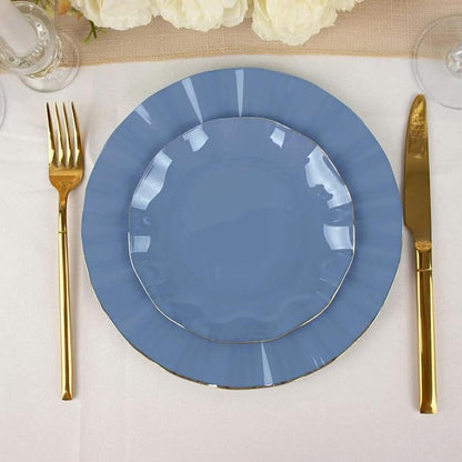 Efavormart 10 Pack | Dusty Blue 6" Round Plastic Dessert Salad Plates,
