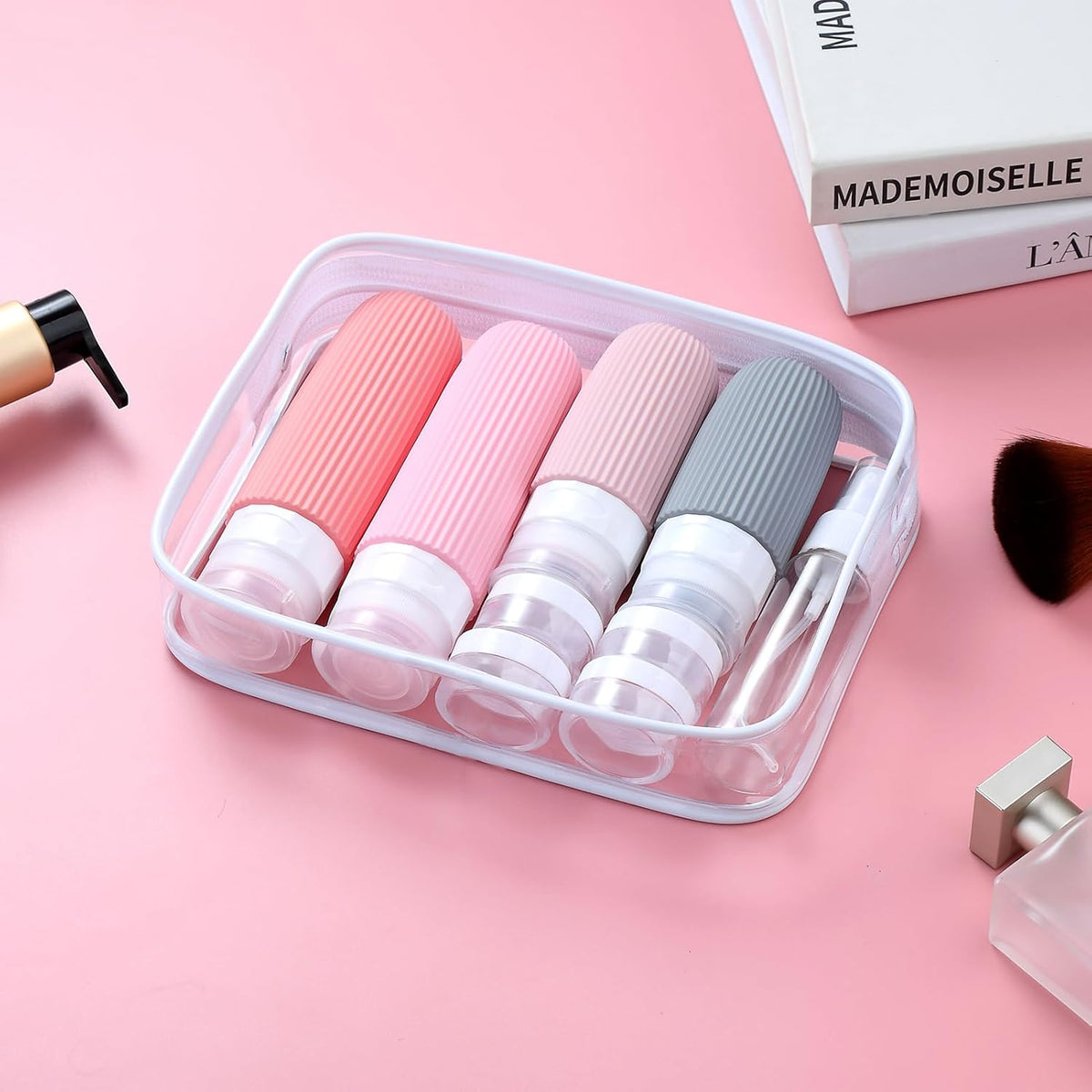 16 Pack Travel Bottles Set, TSA Approved Leak Proof Silicone Squeezable Containers for Toiletries, Refillable Travel Accessories for Conditioner, Shampoo, Lotion & Body Wash Accessories