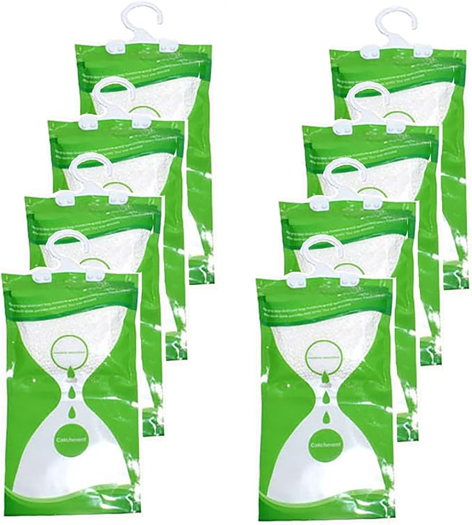 AOPANDA Moisture Absorbers Packets, 8 Pack - Eliminates Musty Odors for Fresher, Cleaner Air, Humidity Packs, Dessicant Packets, Hanging Closet Dehumidifier Bags（green）