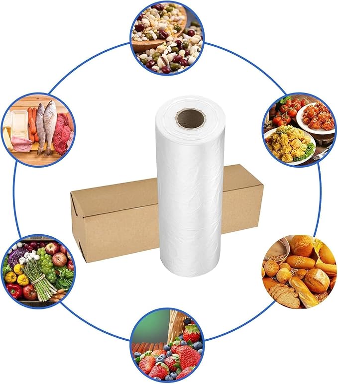 14x20 Plastic Produce Bags on a Roll - Clear Plastic Bags for Food, Vegetable, Fruits, Bread, Pet Bags and Grocery Clear Bag- 350 Bags/roll (10 Rolls), FBA-PB1420-10-US