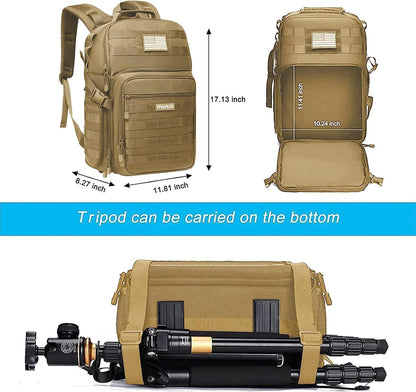MOSISO Camera Backpack, DSLR/SLR/Mirrorless Tactical Camera Bag Case with Laptop Compartment Compatible with Canon/Nikon/Sony, Khaki
