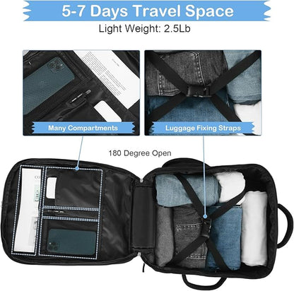 Hanples Travel Backpack for Women Men Large Carry On Person Item Flight Approved 17 In Laptop Backpack Waterproof anti theft Casual Luggage with 2 Toiletry Bag(Black)
