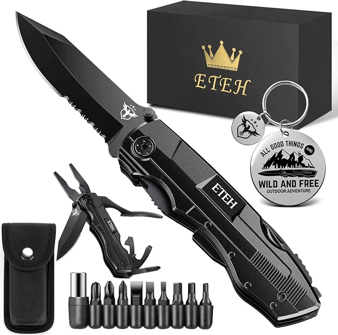 Gifts for Men Him Dad Boyfriend,Multitool Pocket Knife for Men,Anniversary Christmas Gifts for Birthday,Hiking Camping Knife with Screwdrivers Pliers Bottle Opener