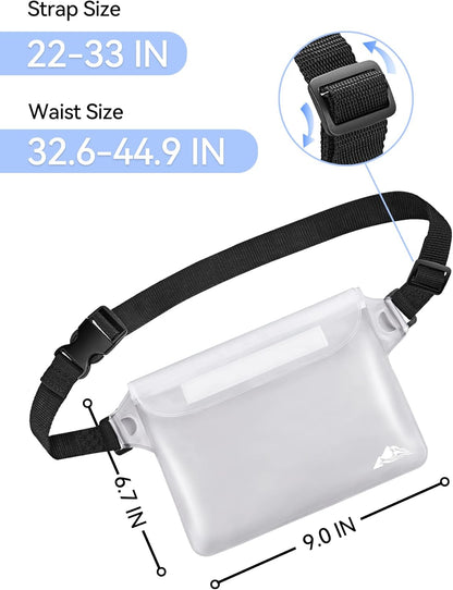 HEETA Waterproof Fanny Pack, Waterproof Pouch Dry Bag 2/3/4 Pack for Phone Passport Purse, Adjustable Waist Strap for Swimming Kayaking Boating Paddle Board Accessories Cruise Beach Camping Essentials