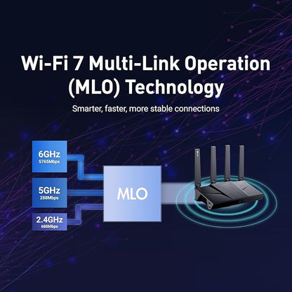GL.iNet GL-BE9300 (Flint 3) Tri-Band WiFi 7 Router, High-Speed 6GHz Gaming WiFi Router for Wireless Internet, Long Range, 5 x 2.5G VPN Routers for Fiber Optic Modem, Computer Routers, Home & Business