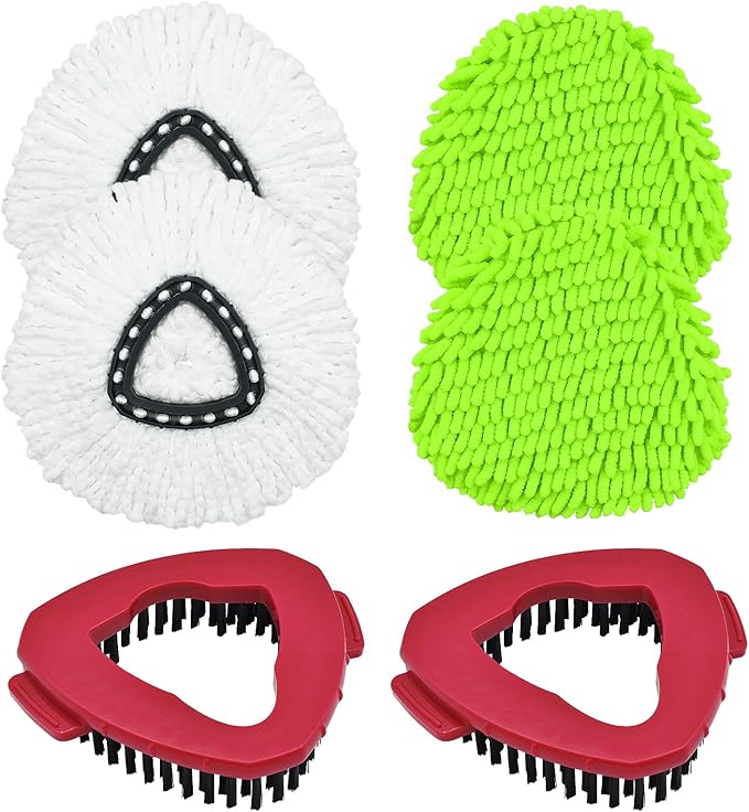 Mop Heads Replacement for Ocedar, Mop Replace Head for Ocedar EasyWring 1 Tank, Microfiber Spin Mop Refills, Include 4 Spin Mop Replacement Head Deep Cleaning Machine Washable with 2 Scrubber Mop Head