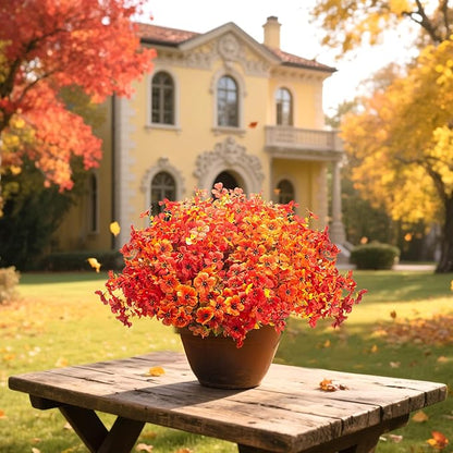 20 Bundles UV Resistant Artificial Fall Flowers Outdoor