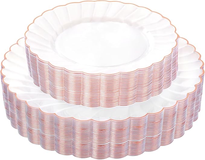 YOUBET 60PCS Rose Gold Plastic Plates