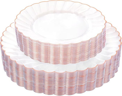 YOUBET 60PCS Rose Gold Plastic Plates
