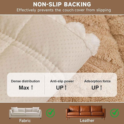 OTOB Pet Couch Covers for 3 Cushion Couch Sofa, Washable & Non Slip Fuzzy Plush Sofa Cushion Covers, All Seasons Geometric Jacquard Modern Soft Dog Bed Mat Slipcovers Protector (Coffee, 27.6"x70.9")