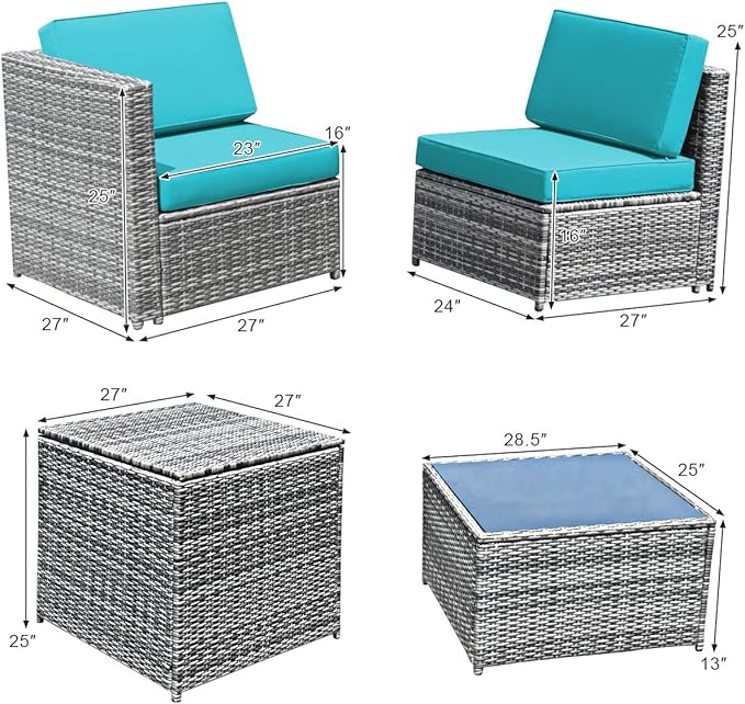 Tangkula 8 Pieces Wicker Patio Furniture Set