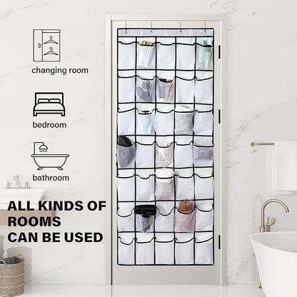 35Large Pockets Over The Door Shoe Organizer, Mesh Pockets Shoe Holder Rack, Capacity Shoe Hanging Storage，door shoe rack With 4 Metal Hook.