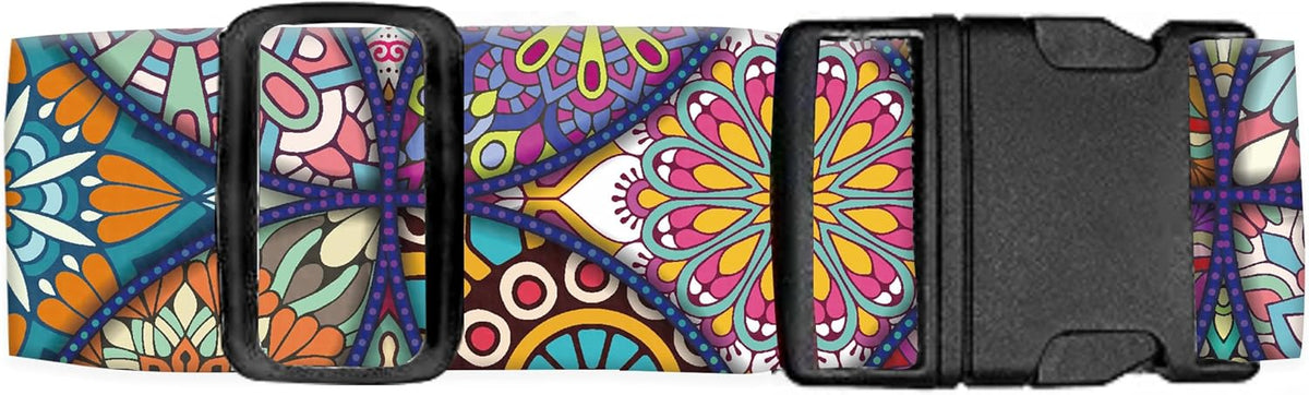 Luggage Straps for Suitcases Travel Belt Accessories, Cute Suitcase Strap, Adjustable Luggage Belt Strap, Heavy Duty with Quick-Release Buckle Luggage Strap Luxury Mandala Pattern