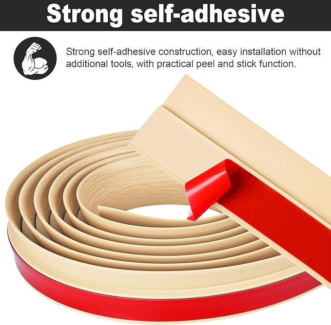 3.3Ft Carpet Floor Transition Strip, Self Adhesive Floor Edging Trim Strip, PVC Threshold Cover for Doorway, Floor Divider Strip Suitable for Threshold Height Less Than 5 mm - Beige Cream