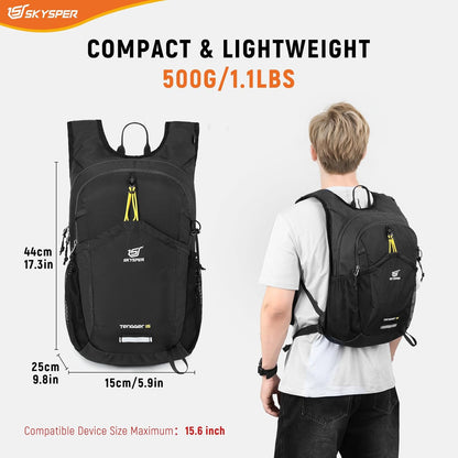 SKYSPER Hiking Backpack 15L Lightweight Walking Daypack for Camping Travelling Daytrip Small Trail Bagpack for Men Women