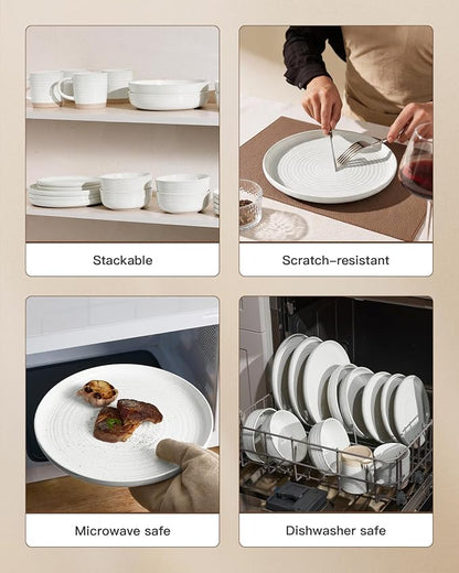 Stoneware Dinnerware Sets with Pasta Bowls, Service