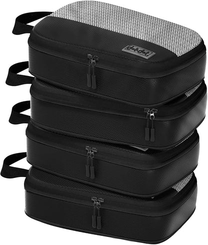 4pc Small Compression Packing Cubes for Suitcases - Carry-on Organizer Cubes - Luggage Packing Compression Bags for Travel
