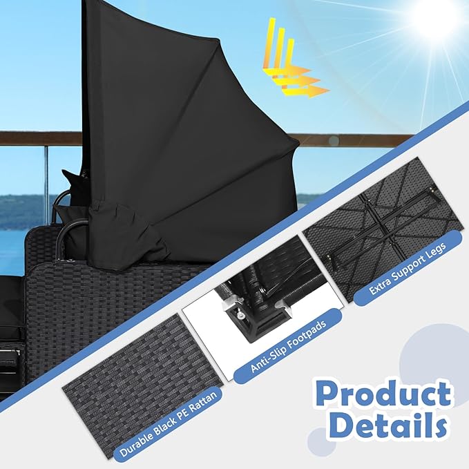 Tangkula Patio Rattan Daybed