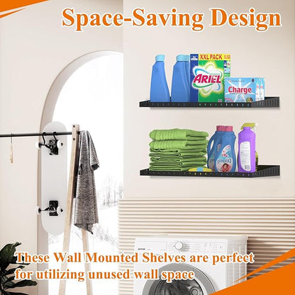PEKGRIL 2 Pack Garage Wall Shelf, 1X2 Ft Heavy Duty Garage Shelving, Wall Mounted Storage Shelves for Laundry Room, Closet, Holds Up to 150 Lbs