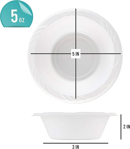 400 Count Disposable 5 ounce White Plastic Dessert Bowls