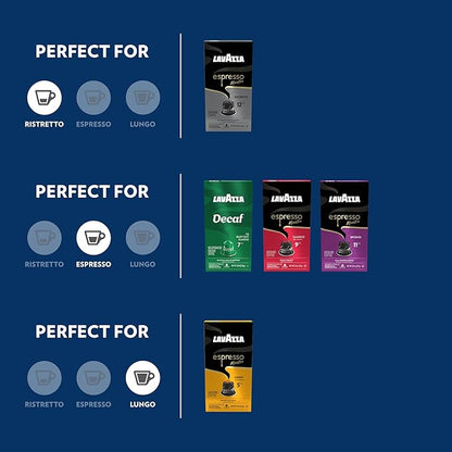 Lavazza Espresso Variety Pack of Aluminum Capsules Compatible with Nespresso* Original Machines, Contains Light, Medium, and Dark Espresso Roast (60 Capsules)